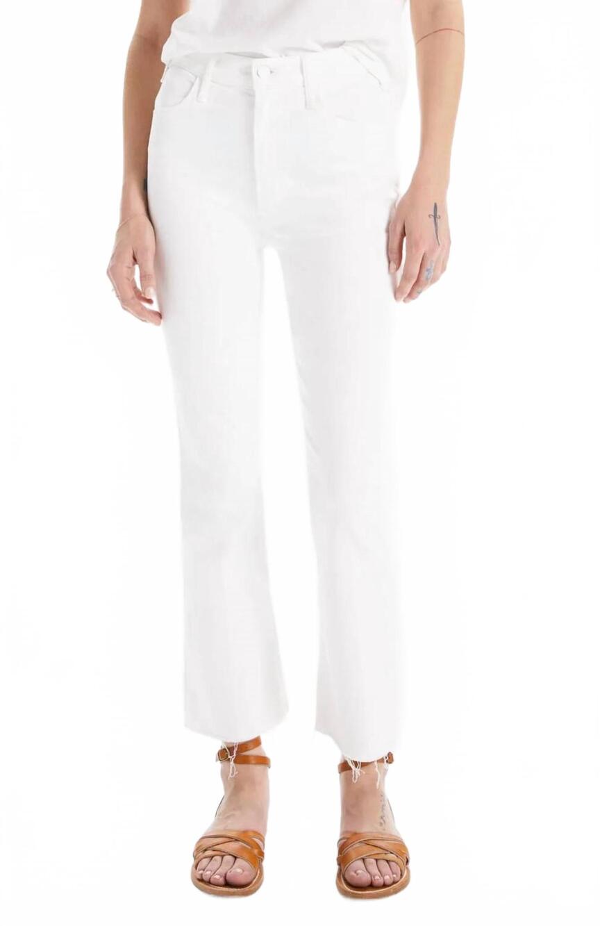 NEW MOTHER women's hustler ankle fray jean in fairest of them all